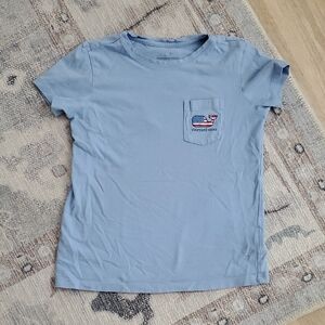Vineyard Vines Kids American Flag Whale Short Sleeve Shirt SzS (7-8)